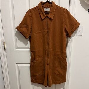 *NWOT* Everlane The Denim Short Coverall, Tan, Size 14